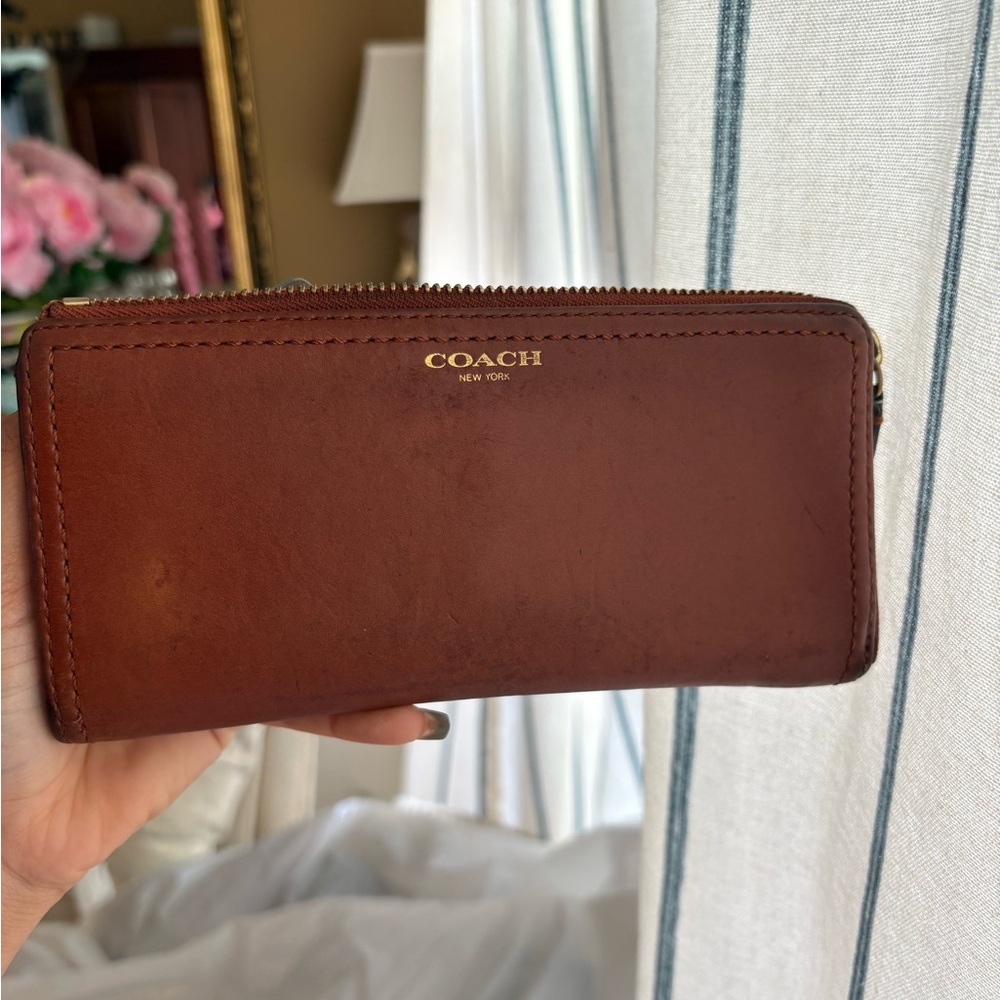 Coach Rich Brown Leather Zip Wallet